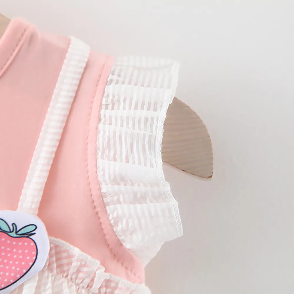 Baby-Frock-Cotton-Sleeveless-Strawberry-Princess-Dress---Pink-&-White